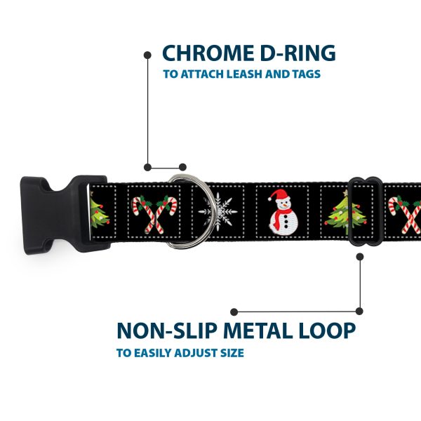 Plastic Clip Collar - Christmas Blocks Black White Multi Color Supply - Image 5