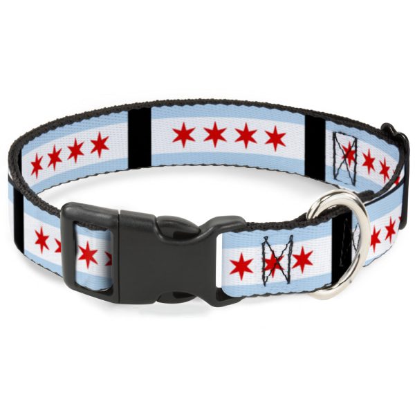 Plastic Clip Collar - Chicago Flags Black Online