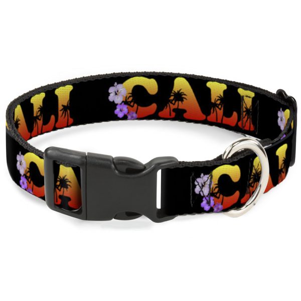 Plastic Clip Collar - CALI Tropical Black Multi Color Fashion