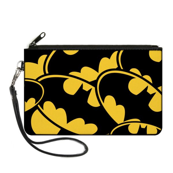 Canvas Zipper Wallet - SMALL - Bat Signals CLOSE-UP Stacked Yellow Black Hot on Sale